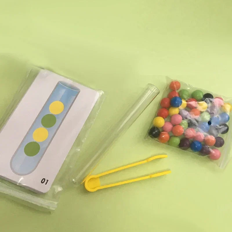 Montessori Wooden Toys Color Cognition Clip Beads Matching Clamp Bee House Trap Game Early Educational Toys Gift for Children