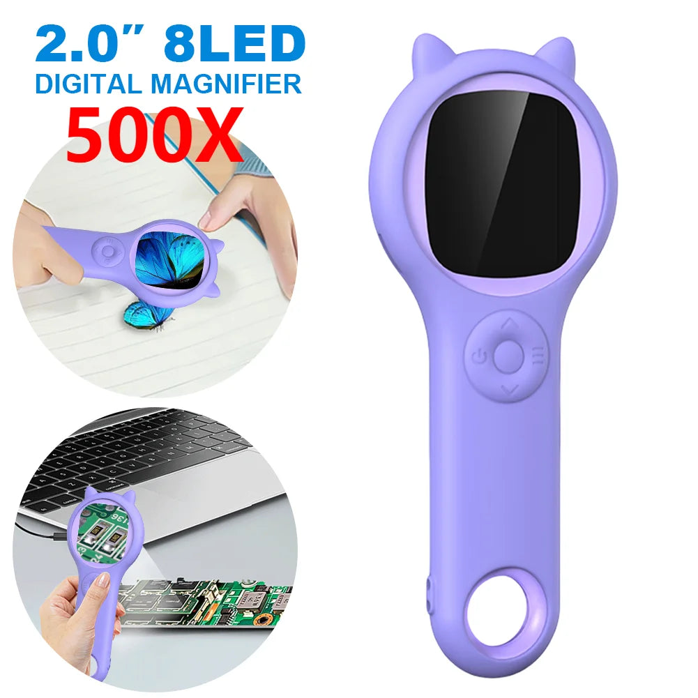1000X Handheld Digital Microscope with 2" IPS Screen & LED