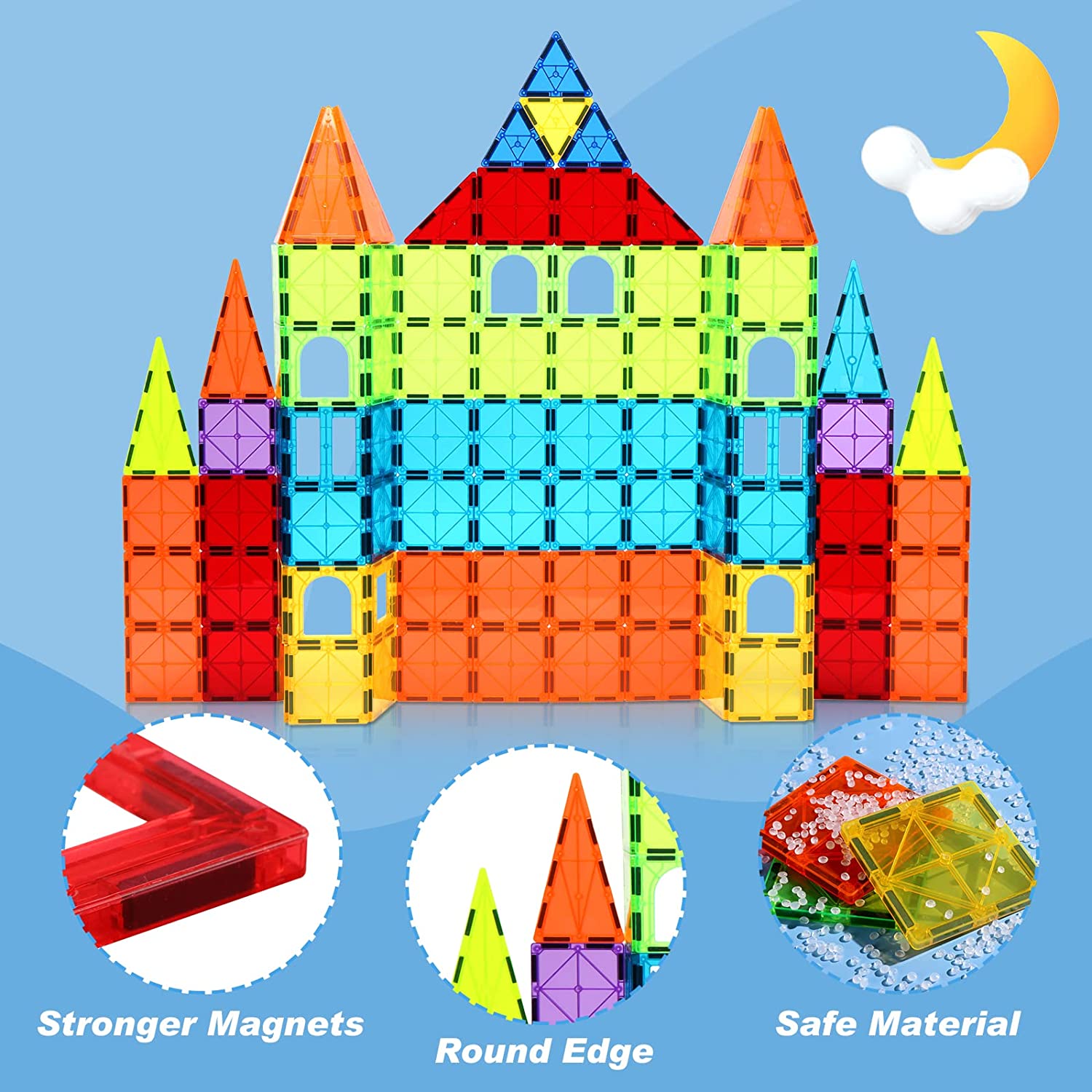 Kids Magnetic Block Tiles - Montessori Educational Toy