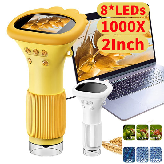 1000X Handheld Digital Microscope with 2" IPS Screen & LED