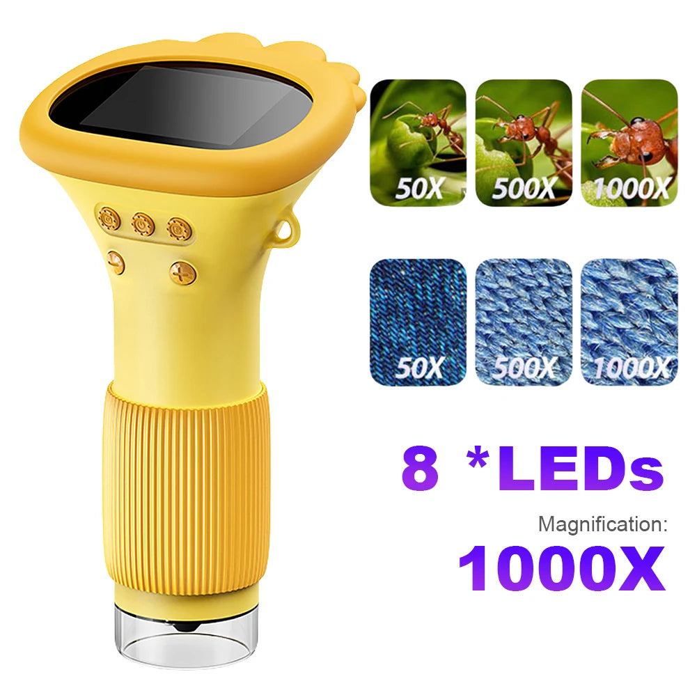 1000X Handheld Digital Microscope with 2" IPS Screen & LED