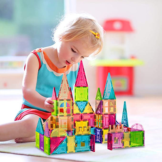 Kids Magnetic Block Tiles - Montessori Educational Toy
