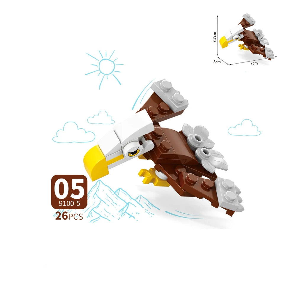 Zoo Animal Building Blocks: MOC City Mini Brick Toy Set