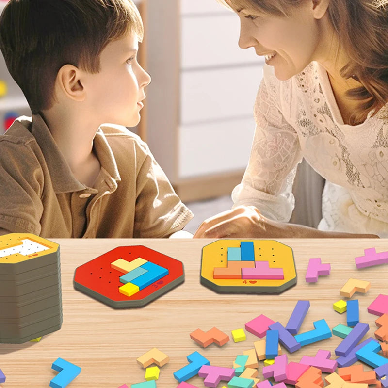 Kids Jigsaw Puzzle: Colorful Geometry Brain Training Toy