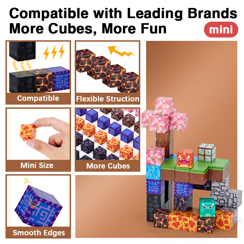 STEM Toys: Montessori Stacking Cubes - 50pcs Construction Toy Set