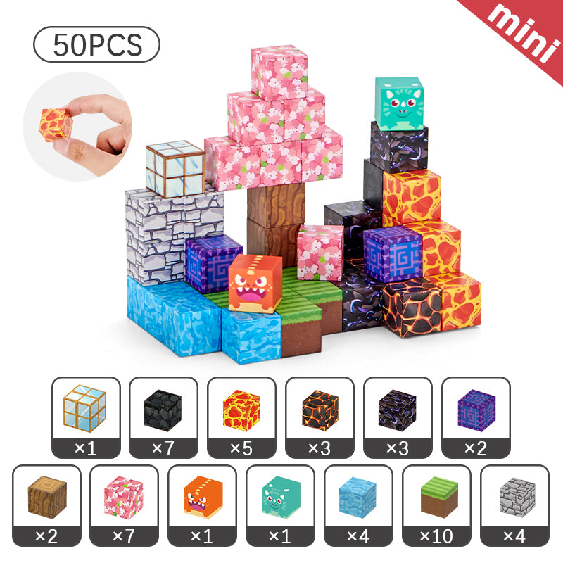 STEM Toys: Montessori Stacking Cubes - 50pcs Construction Toy Set
