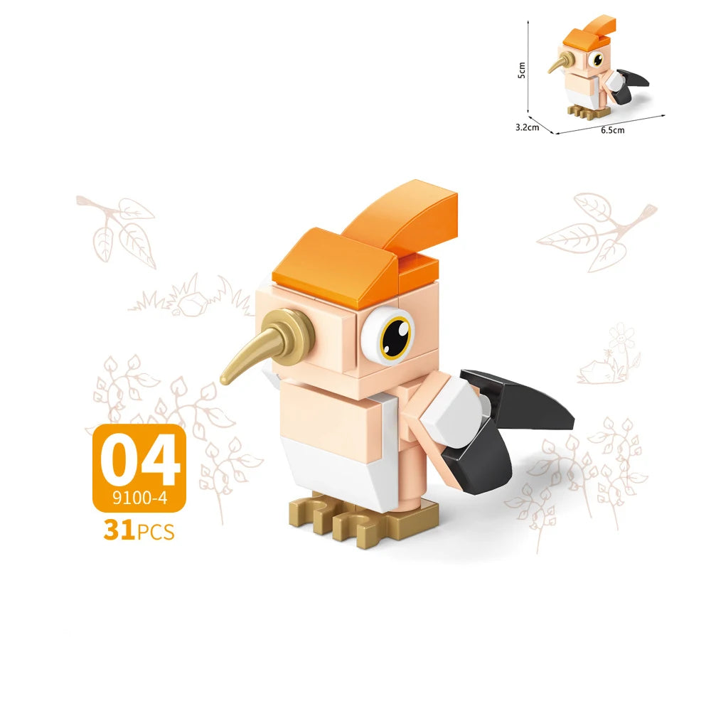 Zoo Animal Building Blocks: MOC City Mini Brick Toy Set