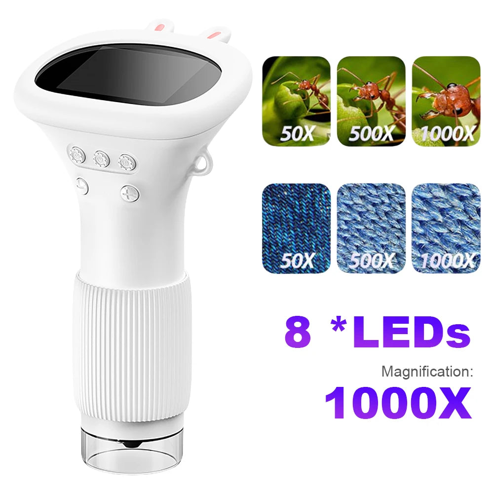1000X Handheld Digital Microscope with 2" IPS Screen & LED