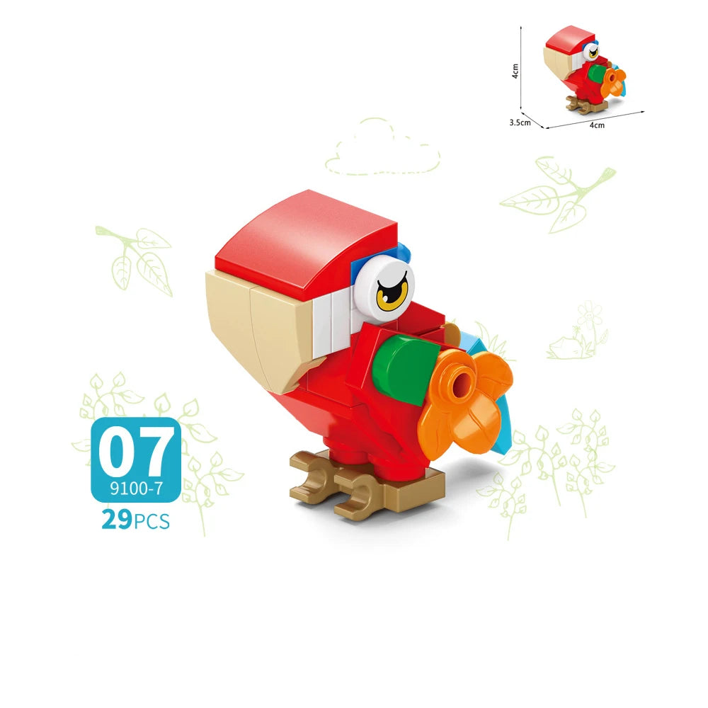 Zoo Animal Building Blocks: MOC City Mini Brick Toy Set