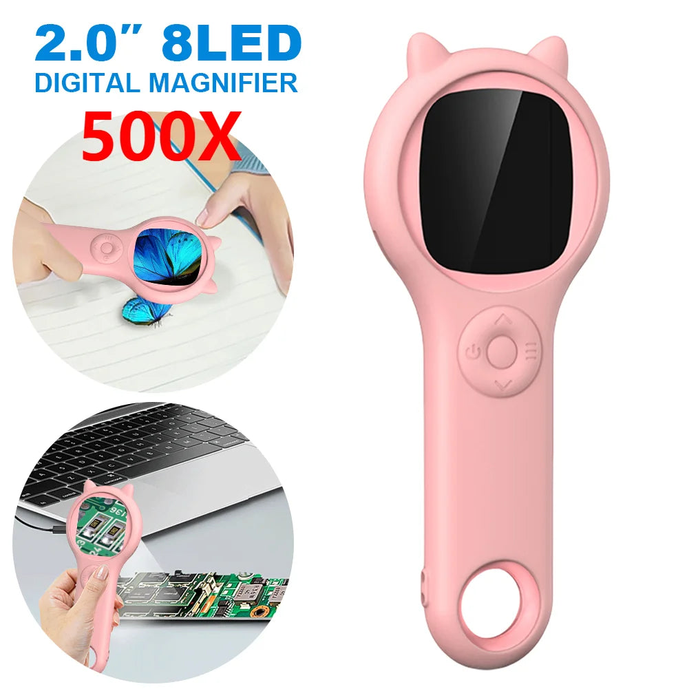 1000X Handheld Digital Microscope with 2" IPS Screen & LED