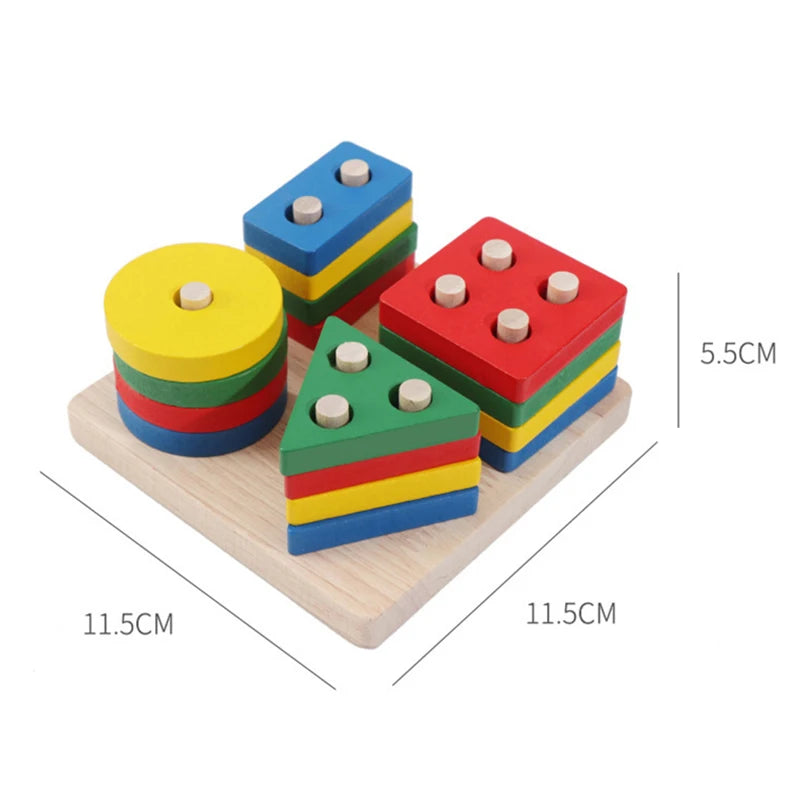 Building Blocks: Montessori Wooden Blocks - Early Learning Puzzle for Kids