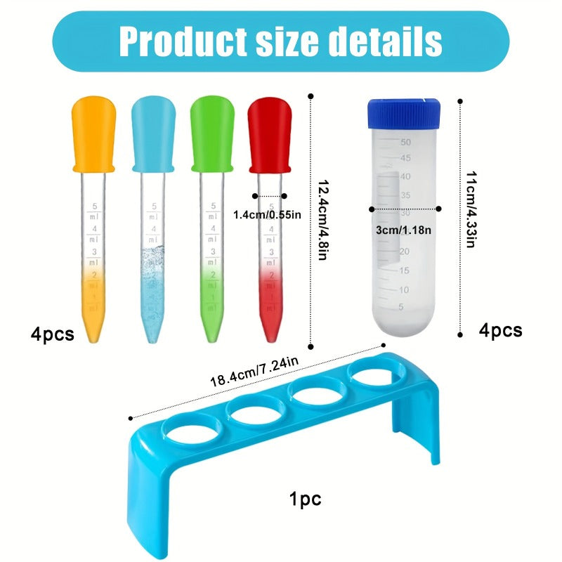 Science Kit: 9pcs Test Tubes, Holder & Dropper Set