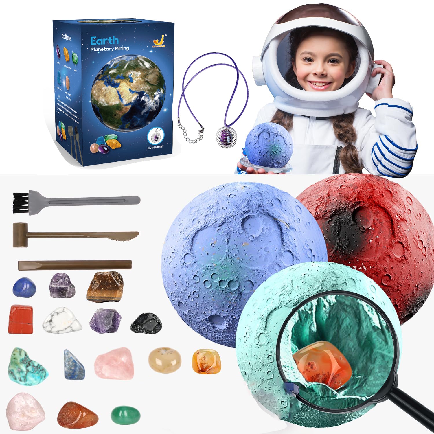 Science Kit Children's Archaeology Dig Kit - Solar System Gem Exploration