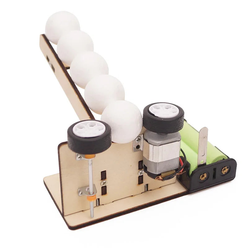 DIY Wooden Puzzle Pitching Machine STEM Toys Technologia Science Experimental Tool Kit Learning Education Games for Kids