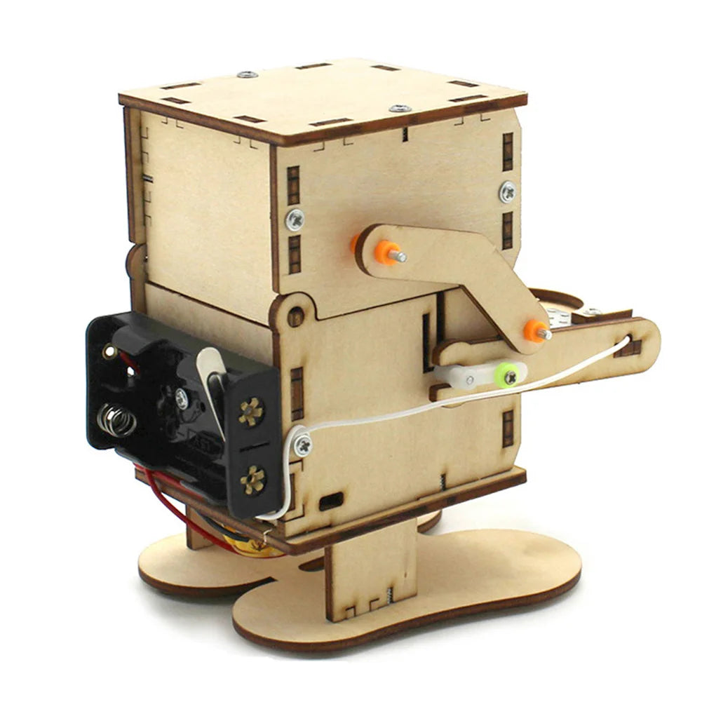 Wooden Assemble DIY Robot Eating Coin Model STEM Project Teaching Learning Science Experiment Education Learning Kit