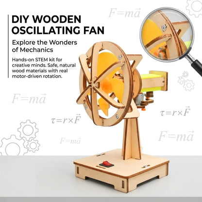 DIY Electric Swing Fan STEM Model Kit Wooden Assembly Physics Educational Project Adult Logical Training Hobby Present