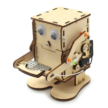 Wooden Assemble DIY Robot Eating Coin Model STEM Project Teaching Learning Science Experiment Education Learning Kit