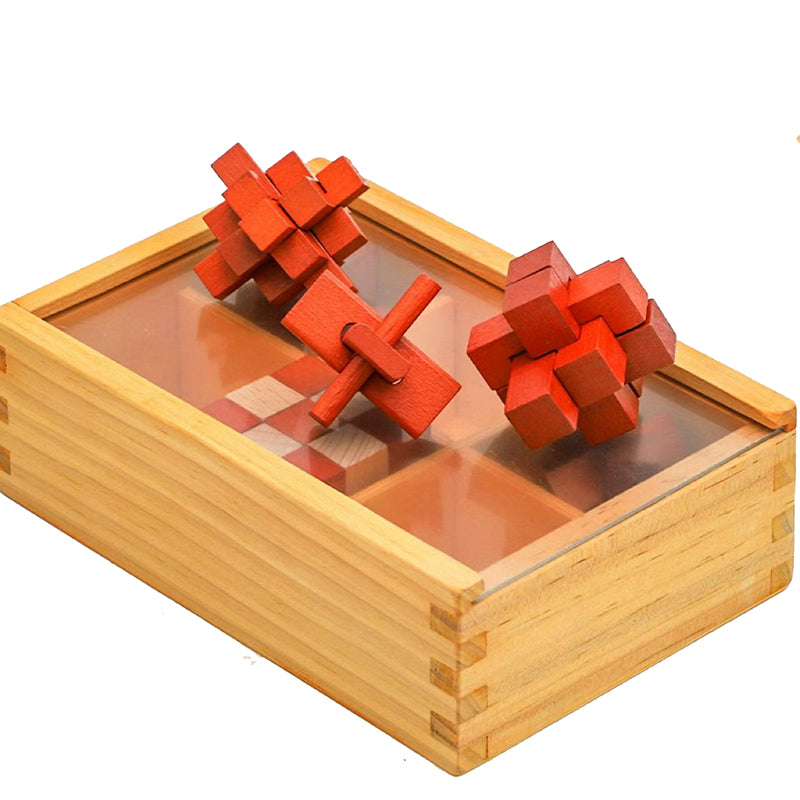 Puzzle Game: Magic IQ Wooden Puzzle Box Set - Brain Teaser for All Ages