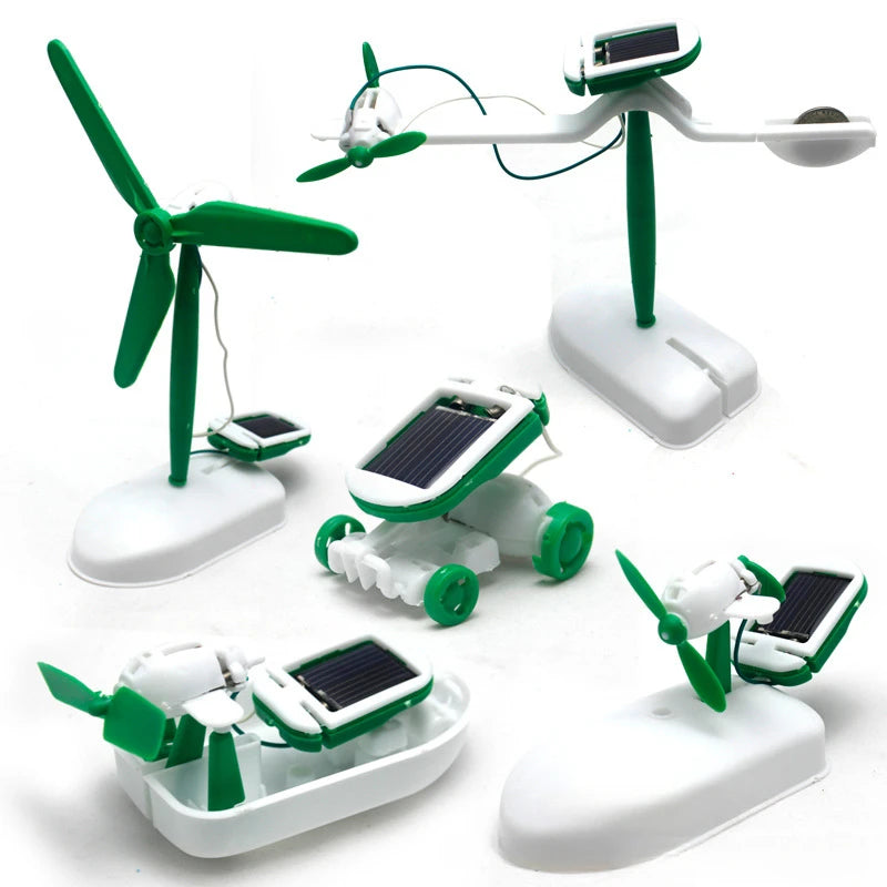 Children's Education Science Laboratory DIY Gadget 6-in-1 Solar Robot Kit Assembly Boat Fan Windmill Car Toy