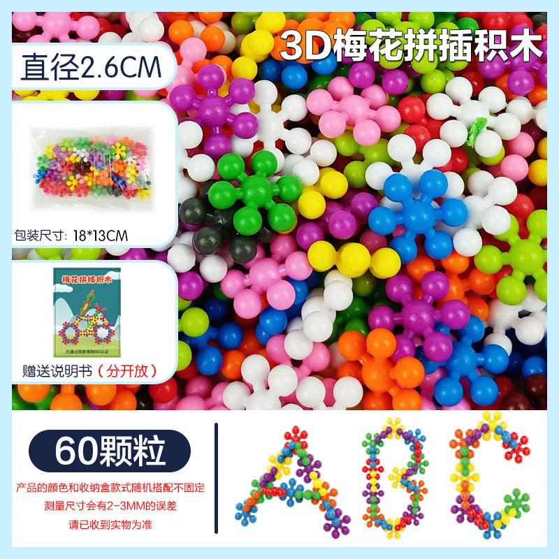 3D Rotatable Plum Building Blocks - Montessori DIY Puzzle Toy Set