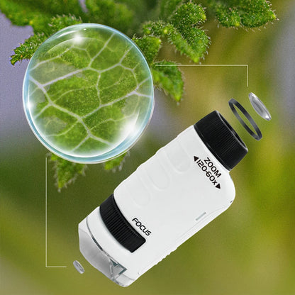 Kid Science Experiment Pocket Microscope with LED Light 60-120x Battery Powered Home School Biological Science Educational Toys