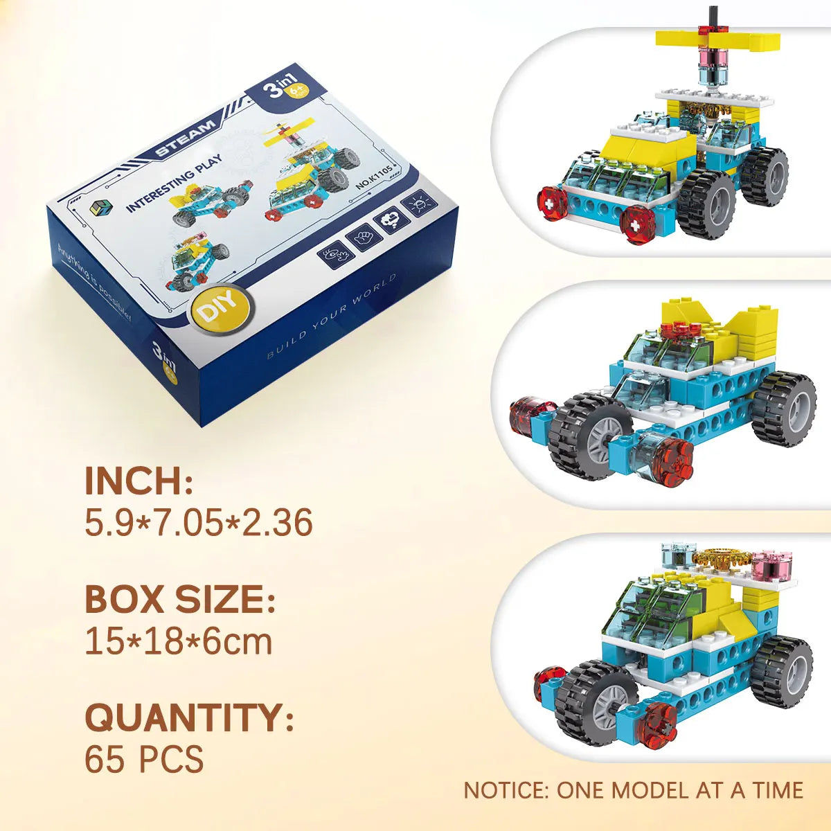 Building Blocks: 3-in-1 Educational Building Blocks - Creative DIY Toy Gift