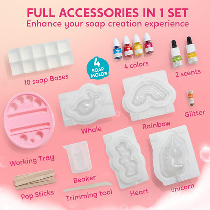 JOYFY Unicorn Soap Making Kit Girl Crafts DIY Project for Kids Birthday Chirstmas Gift STEM Activity Teenage Gifts