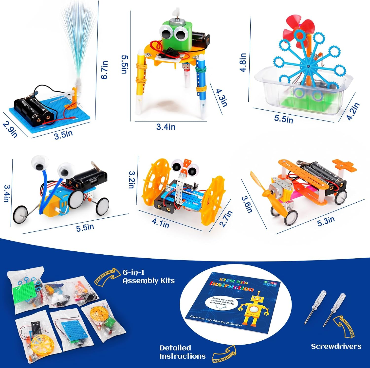 STEM Robotics Kit: 6-in-1 Science Projects for Kids 8-12