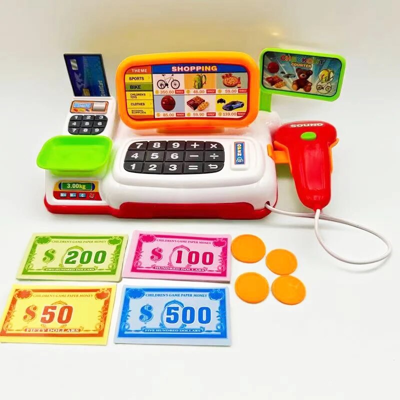 Cash Register Toy: Cartoon Supermarket with Lights & Sound