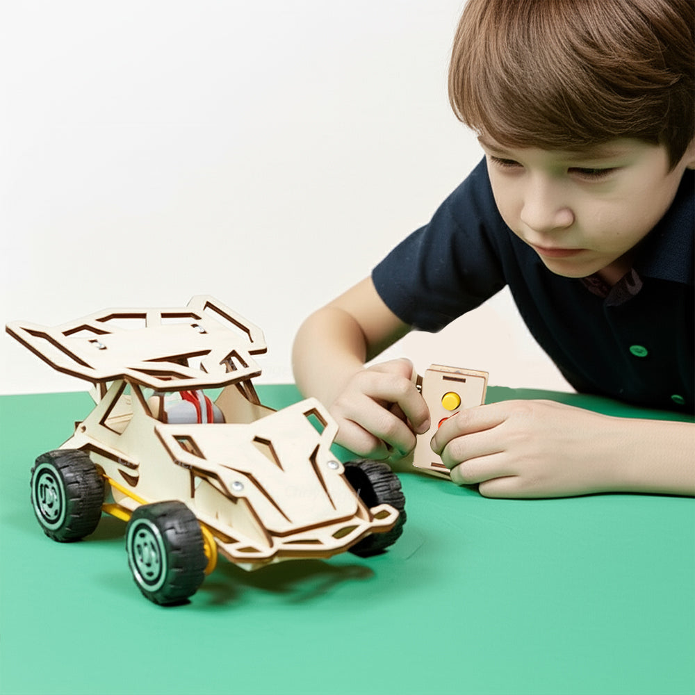 Educational Toys Wooden Remote Control Car DIY STEM Racing Kit for Kids