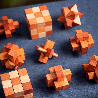 Puzzle Game: Magic IQ Wooden Puzzle Box Set - Brain Teaser for All Ages