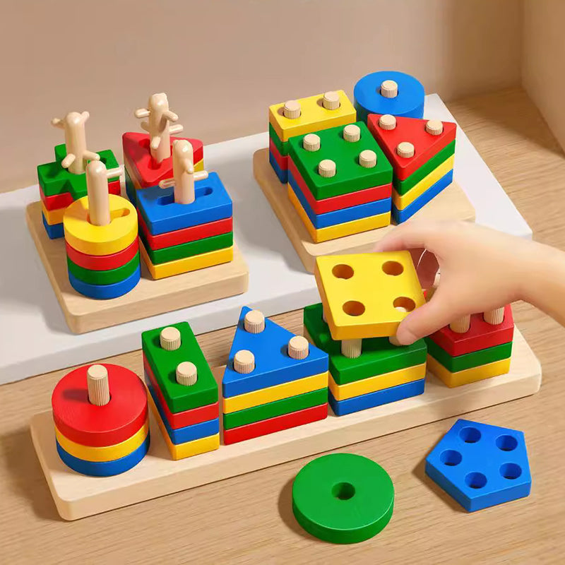 Building Blocks: Montessori Wooden Blocks - Early Learning Puzzle for Kids