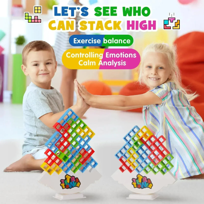 Math Puzzles Tetra Tower Balance Game for Kids & Adults