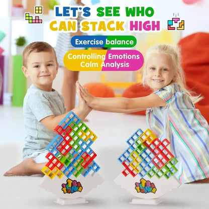 Math Puzzles Tetra Tower Balance Game for Kids & Adults