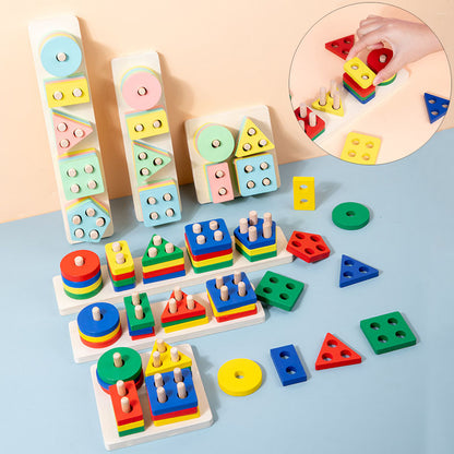 Building Blocks: Montessori Wooden Blocks - Early Learning Puzzle for Kids