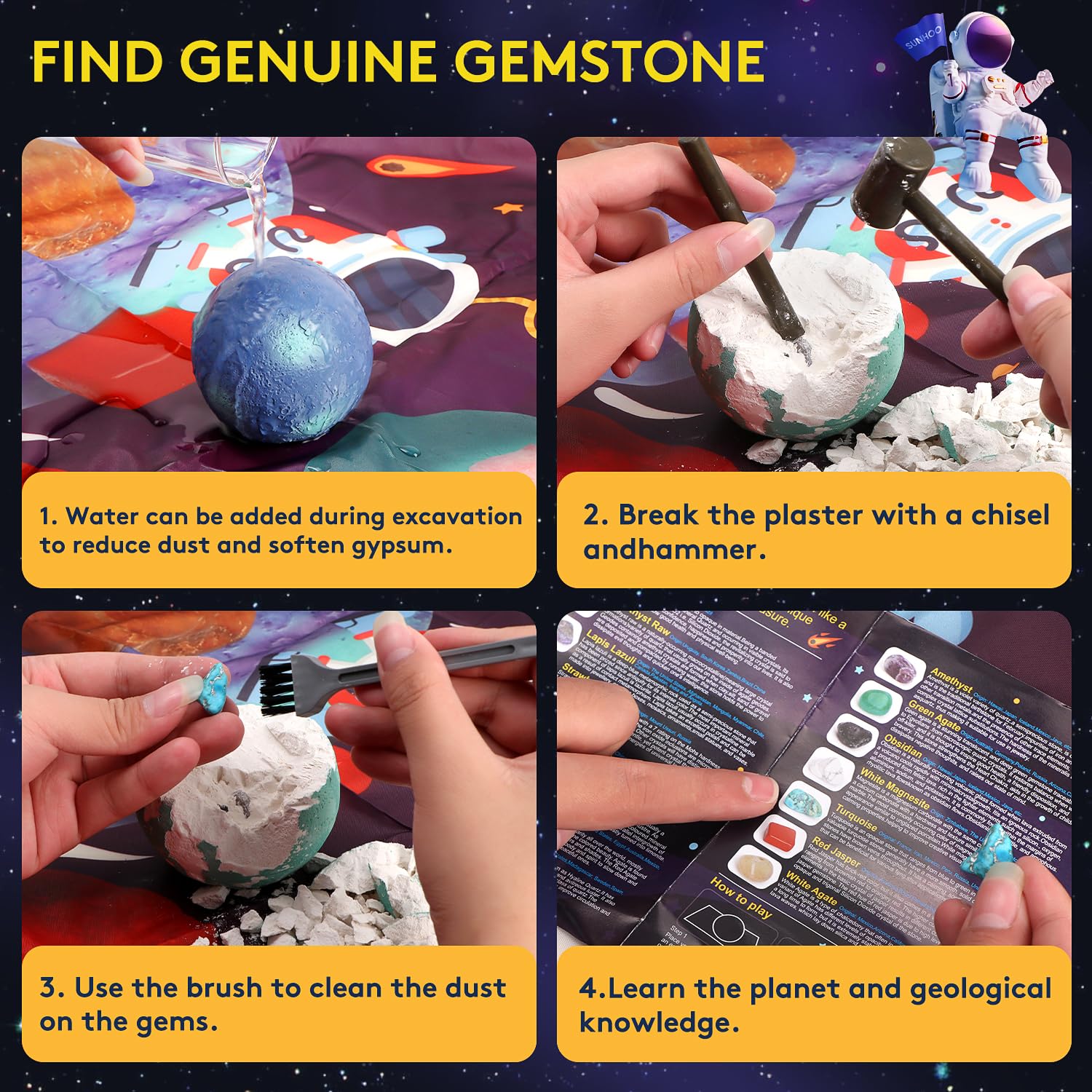 Science Kit Children's Archaeology Dig Kit - Solar System Gem Exploration