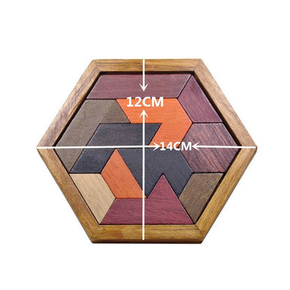 Puzzle Game Hexagonal Tangram IQ Brain Teaser Board