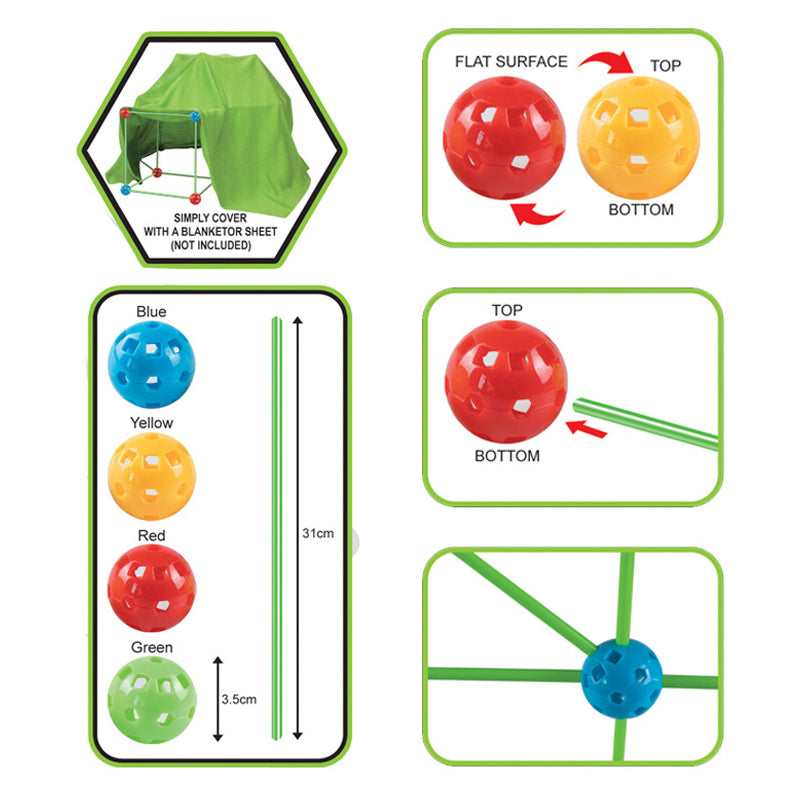 STEM Toys: Kids Indoor Tunnel Castle Play Set - Creative DIY Tent Toys