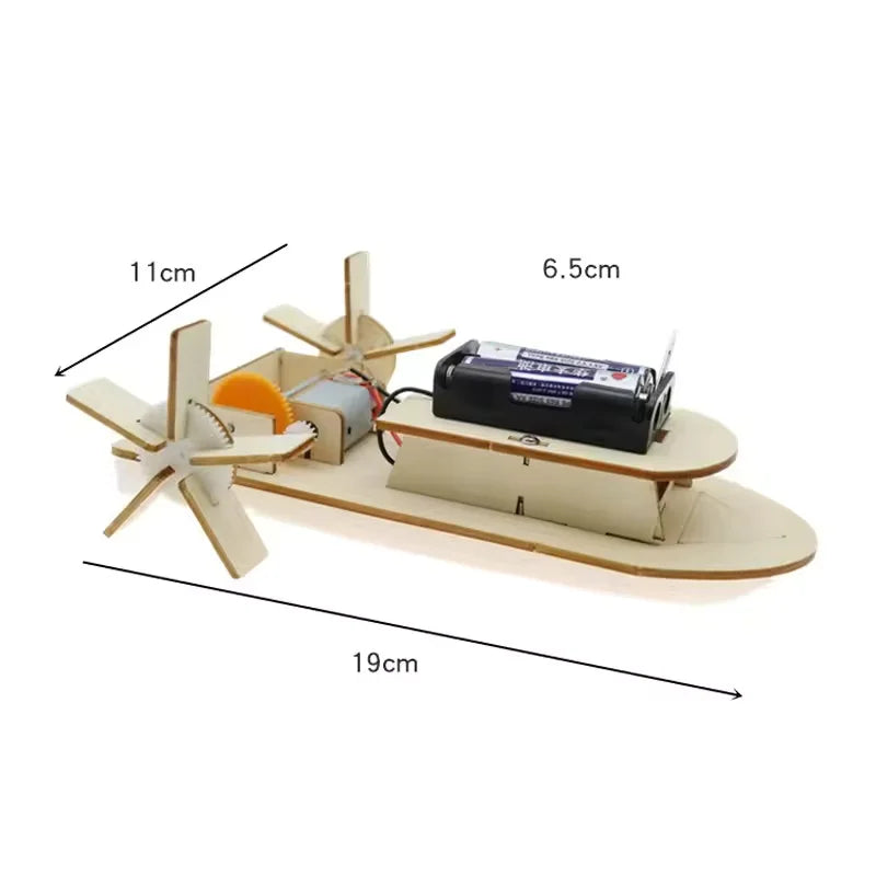 DIY Boat Model Material Set Wood Boat Building Kit 3D Assemble Wooden Paddle Steamer Creative Teaching STEM Educational Science