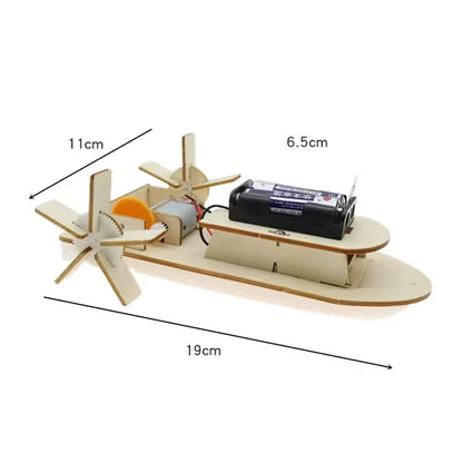 DIY Boat Model Material Set Wood Boat Building Kit 3D Assemble Wooden Paddle Steamer Creative Teaching STEM Educational Science