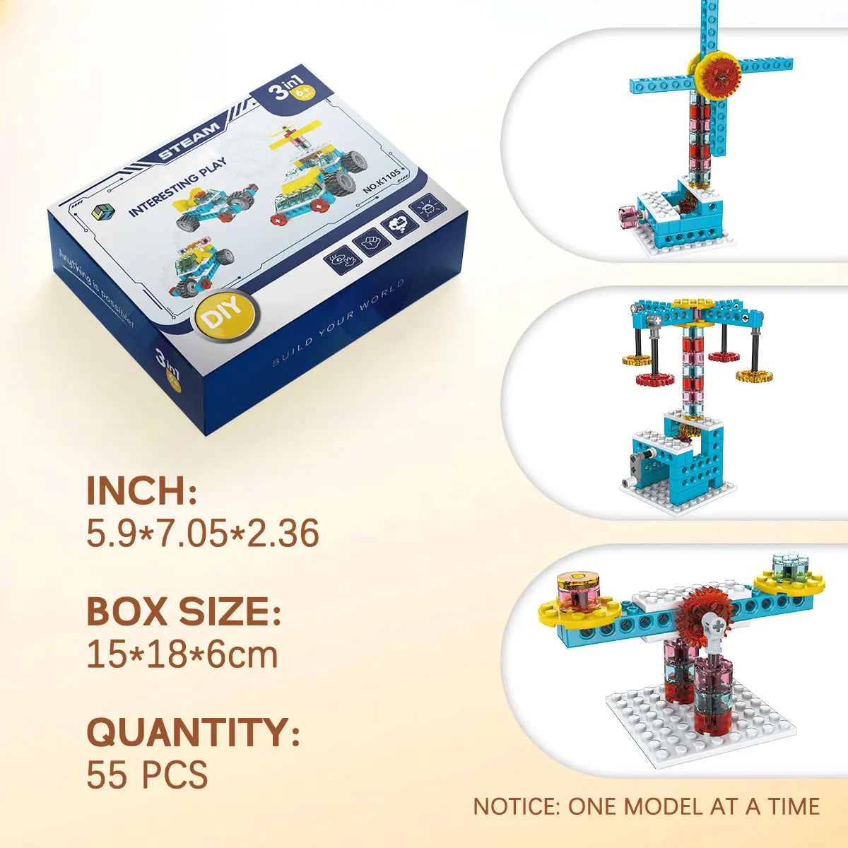 Building Blocks: 3-in-1 Educational Building Blocks - Creative DIY Toy Gift