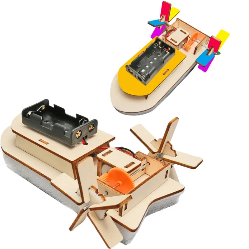 DIY Boat Model Material Set Wood Boat Building Kit 3D Assemble Wooden Paddle Steamer Creative Teaching STEM Educational Science
