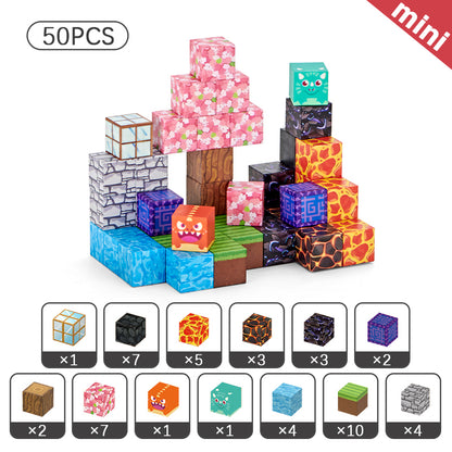 STEM Toys: Montessori Stacking Cubes - 50pcs Construction Toy Set