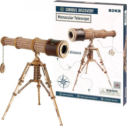 ROKR 3D Wooden Monocular Telescope, 150m Practical Model, 3D Puzzle Model, Adult STEM Educational Assembly Set
