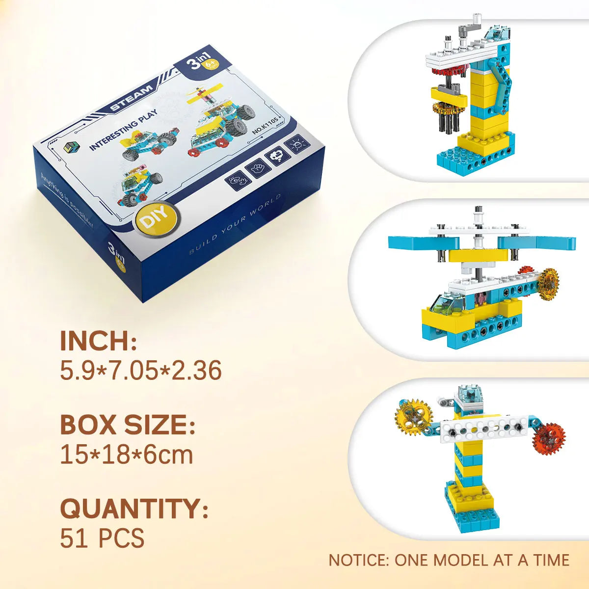 Building Blocks: 3-in-1 Educational Building Blocks - Creative DIY Toy Gift