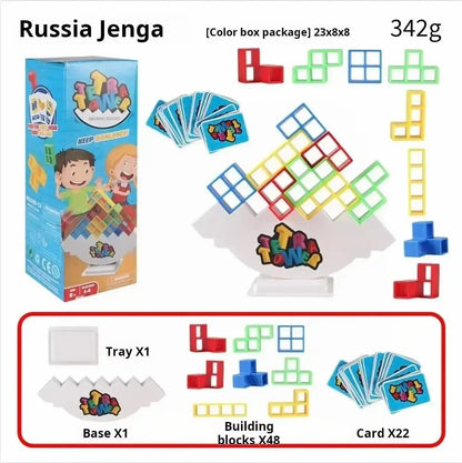 Math Puzzles Tetra Tower Balance Game for Kids & Adults