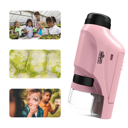 Kid Science Experiment Pocket Microscope with LED Light 60-120x Battery Powered Home School Biological Science Educational Toys