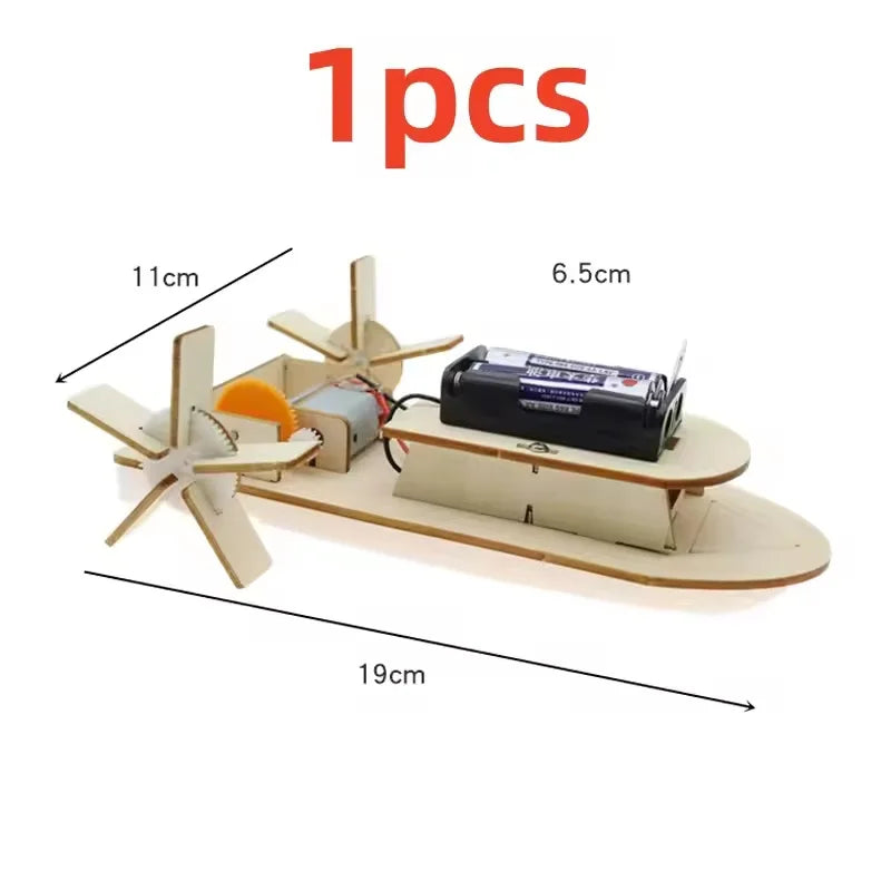 DIY Boat Model Material Set Wood Boat Building Kit 3D Assemble Wooden Paddle Steamer Creative Teaching STEM Educational Science