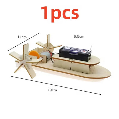 DIY Boat Model Material Set Wood Boat Building Kit 3D Assemble Wooden Paddle Steamer Creative Teaching STEM Educational Science