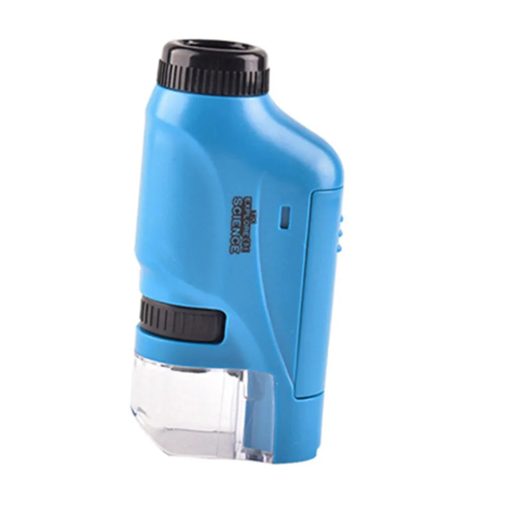 Kid Science Experiment Pocket Microscope with LED Light 60-120x Battery Powered Home School Biological Science Educational Toys